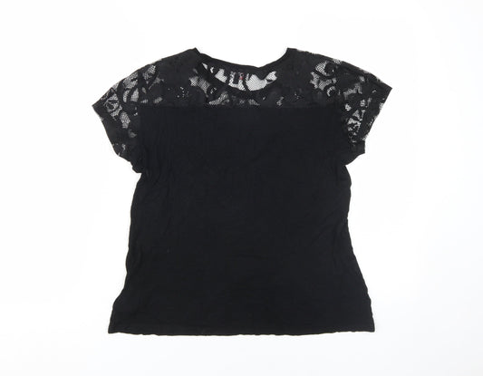 Womens UK Size M Morgan Black Basic T-Shirt
