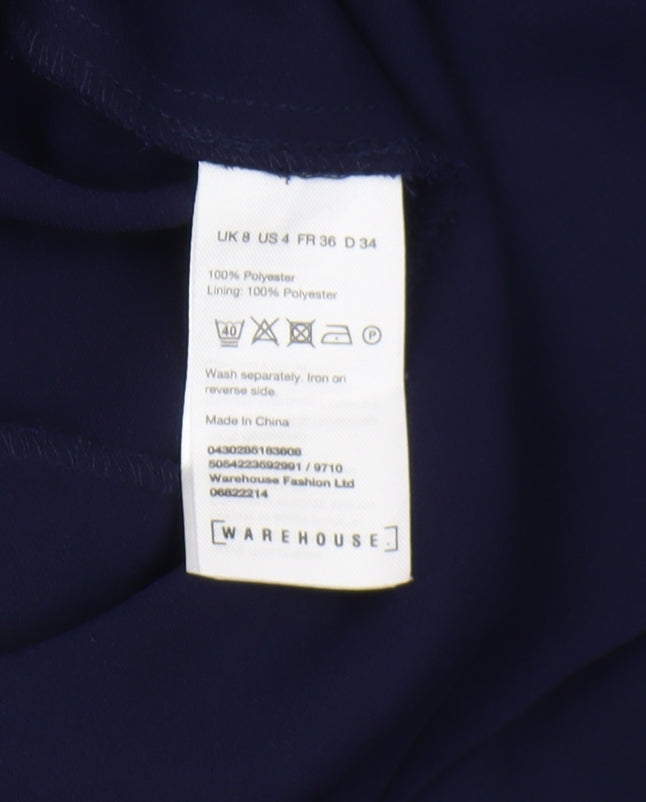 Warehouse Blue Womens Sleeveless Belted Jumpsuit Size 8