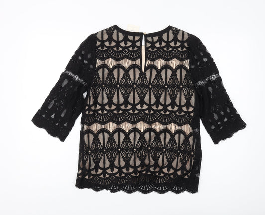Womens UK Size 8 Oasis Black Tunic Blouse