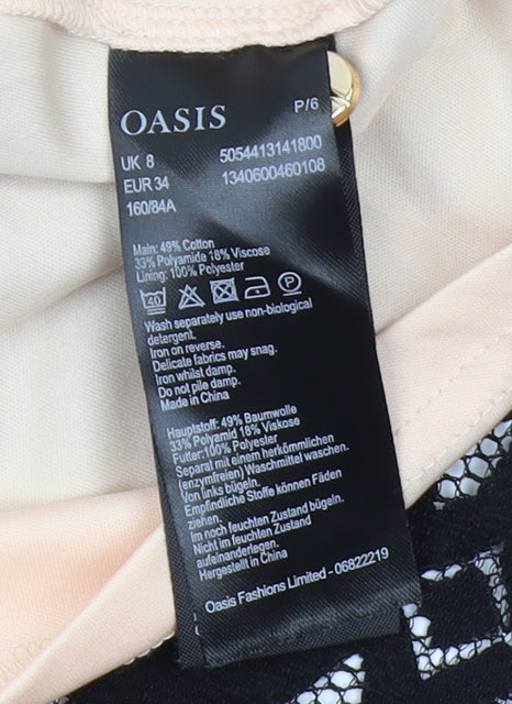 Womens UK Size 8 Oasis Black Tunic Blouse