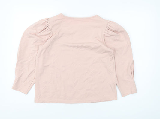 MNG Women's Pink Blouse, M, Long Sleeve, Regular
