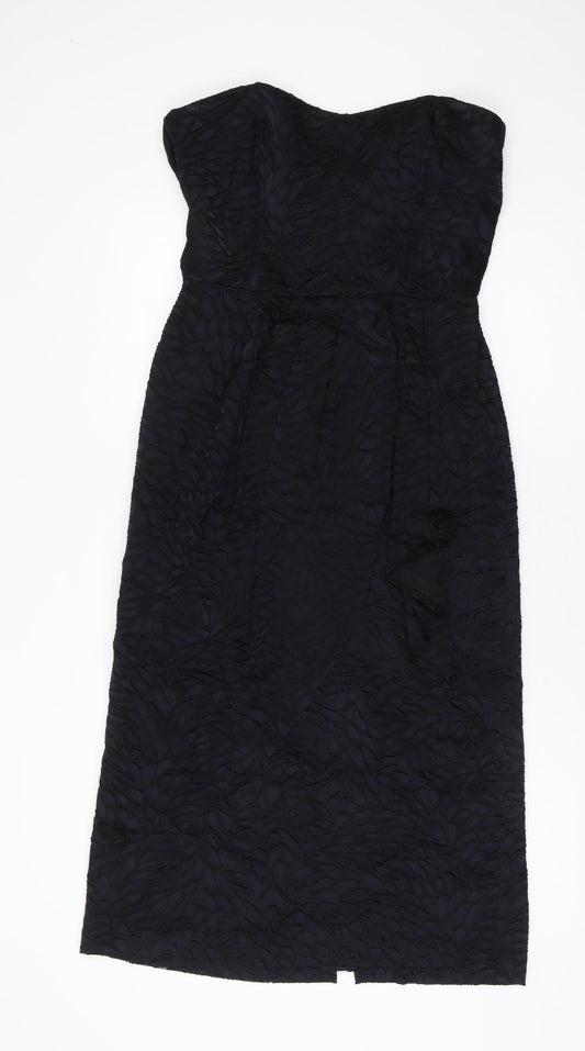 Additional front view of Principles Black Midi Strapless Dress, size 14, Women's