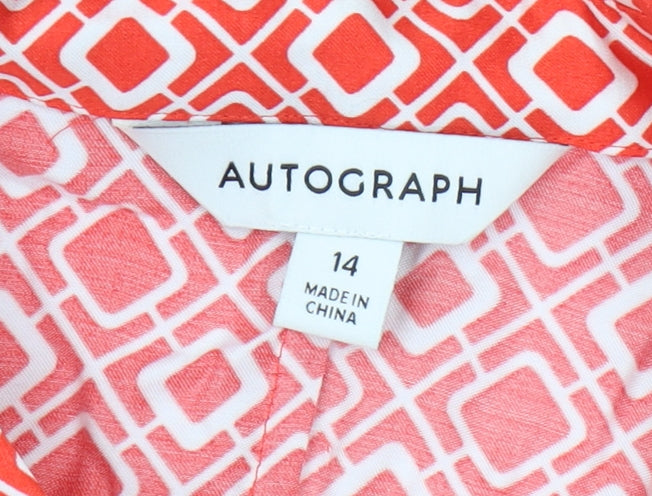Womens UK Size 14 Marks and Spencer Red Basic Button-Up