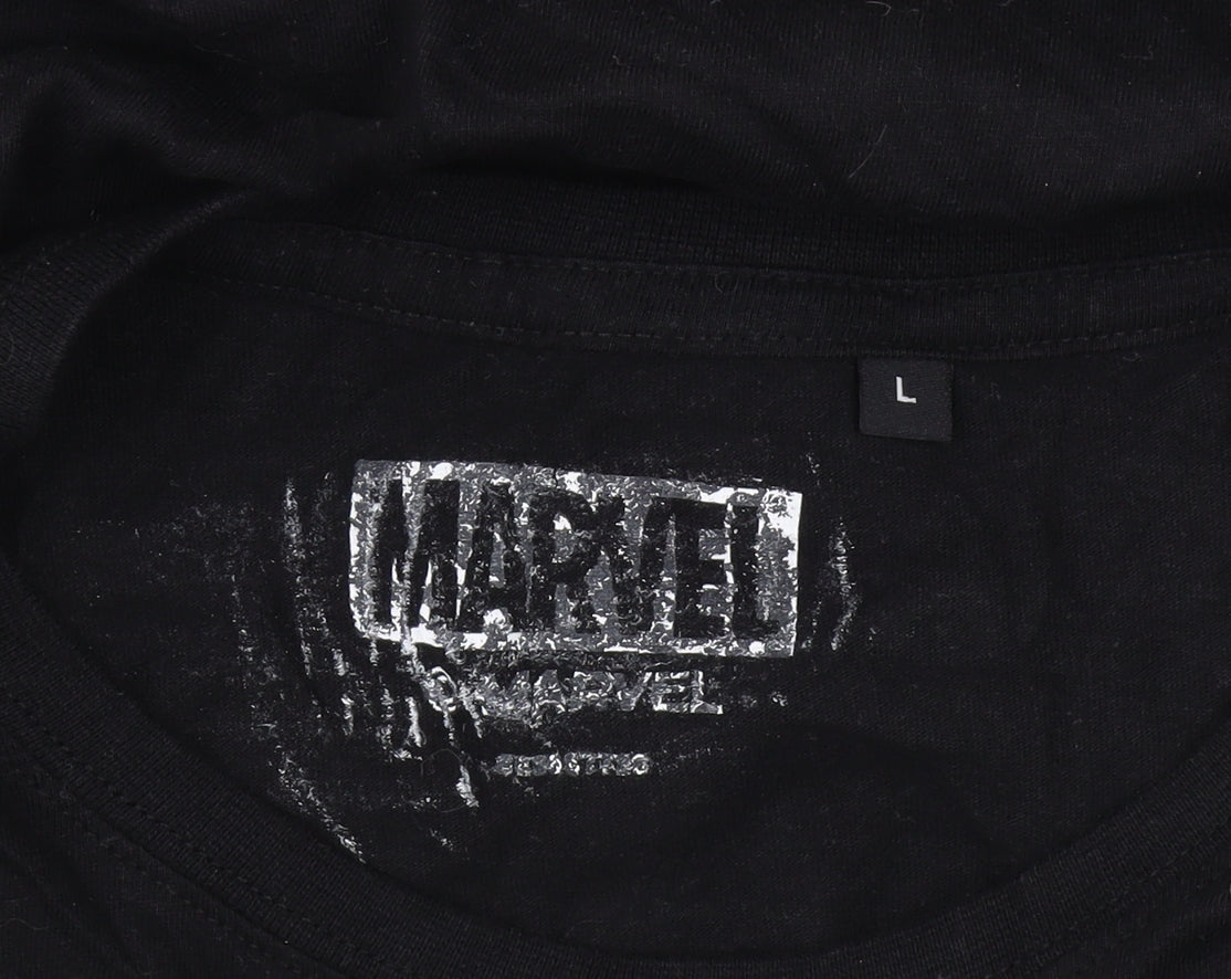 Marvel Men’s Black T-Shirt Large Crew Neck Classic