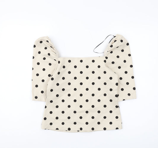 Womens UK Size S H&M Beige Cropped Blouse