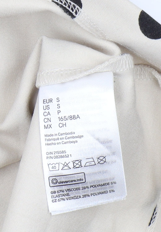Womens UK Size S H&M Beige Cropped Blouse