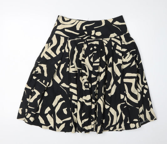 H&M Women's Black Geometric Print Pleated Skirt, Size 8