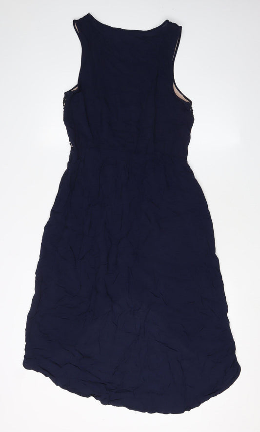 Oasis Women Blue A-Line Dress UK 10 Sleeveless