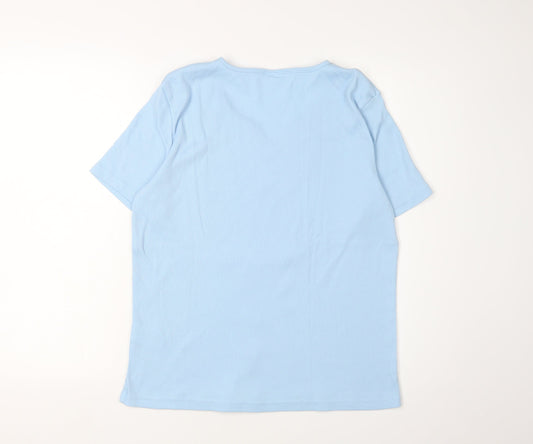 Damart Women's Blue Lace V-Neck T-Shirt L