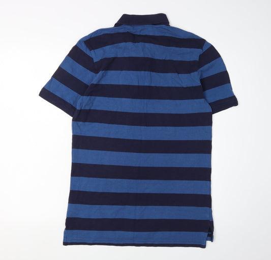 Gap Men's Blue Striped Slim Polo M