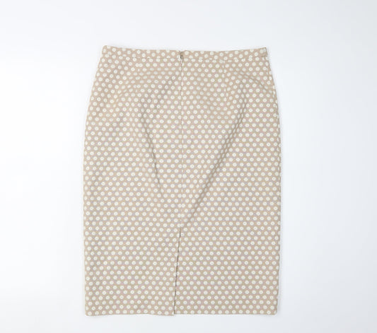Pure Collection Women's Beige Polka Dot Pencil Skirt 12