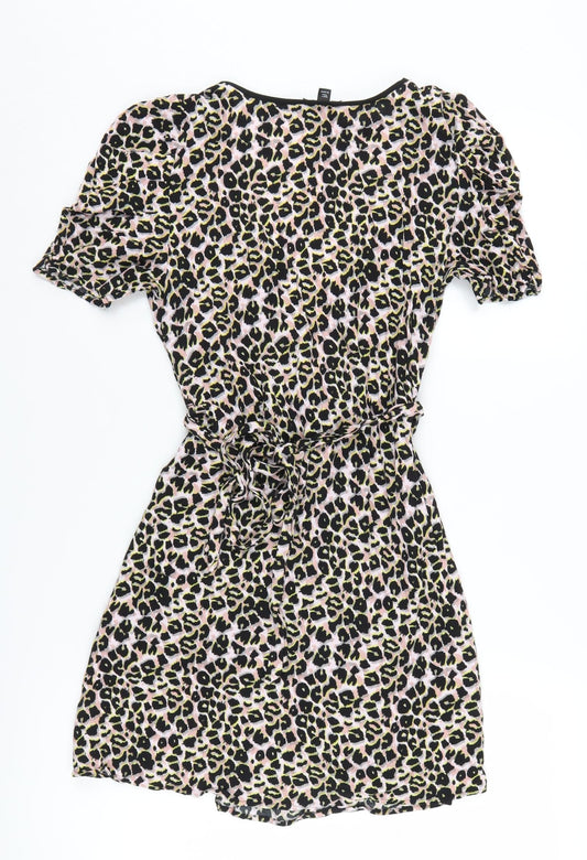 Topshop Women Multicoloured Wrap Dress Size 8