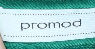 Promod Women's Green Button-Up V-Neck Top - Size 10