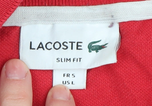 Lacoste Men's Red Slim Fit Polo Shirt L