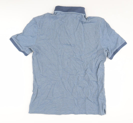 Marks and Spencer Men's Blue Polo Shirt Medium Solid