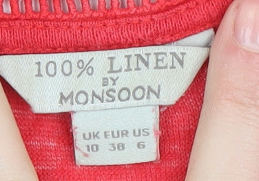 Womens UK Size 10 Monsoon Red Basic Blouse