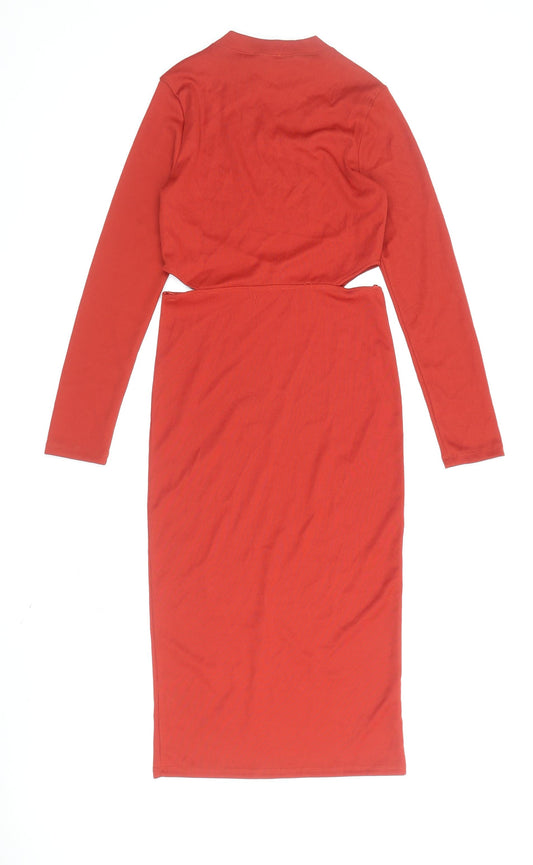 Topshop Women's Red Bodycon Dress, Size 8, High Neck
