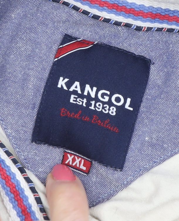 Kangol Men's 2XL Beige Blue Stripe Polo