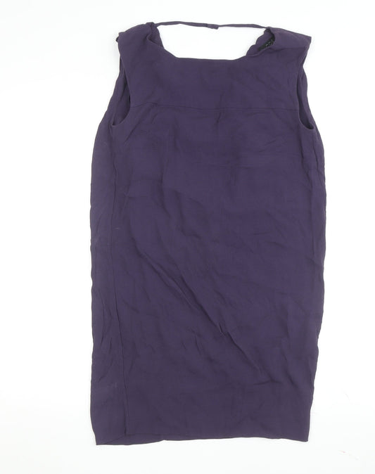 Additional front view of COS Women's Purple Cowl Neck Shift Dress, size 6