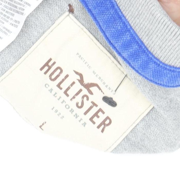 Hollister Men's Grey Large Polo Shirt, Short Sleeve