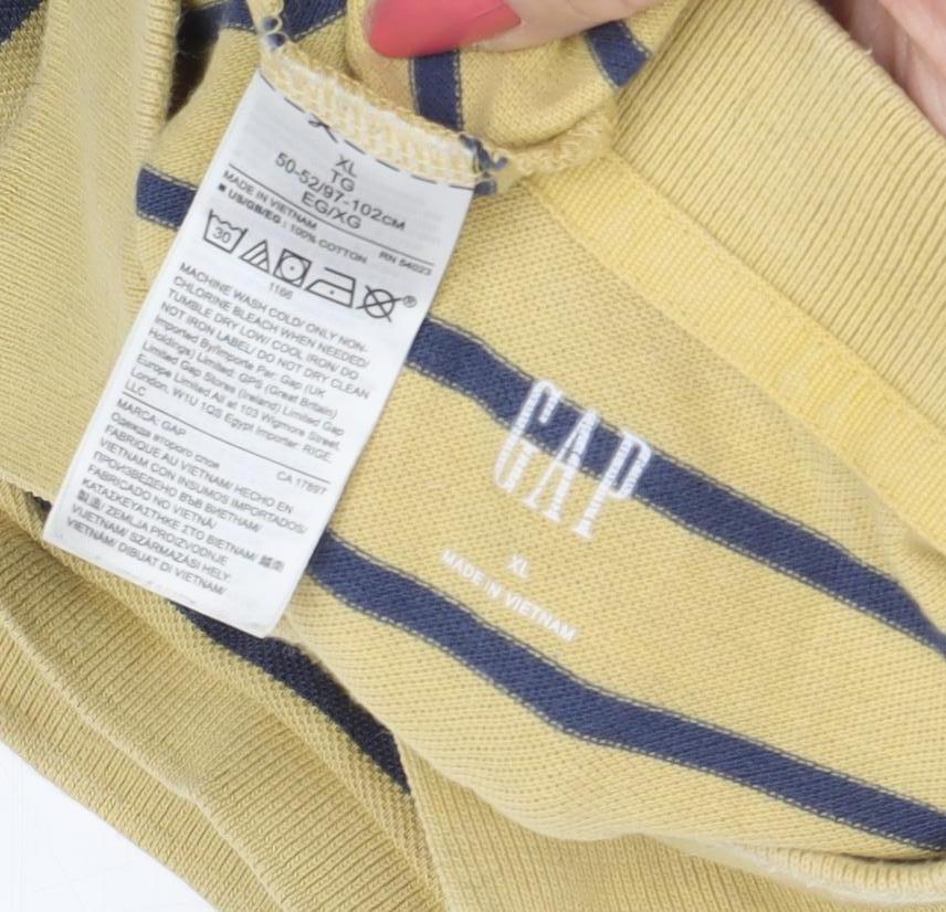 GAP Men's Beige Striped Cotton Polo XL Casual