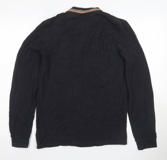 Next Men's Black Long Sleeve Polo Shirt M