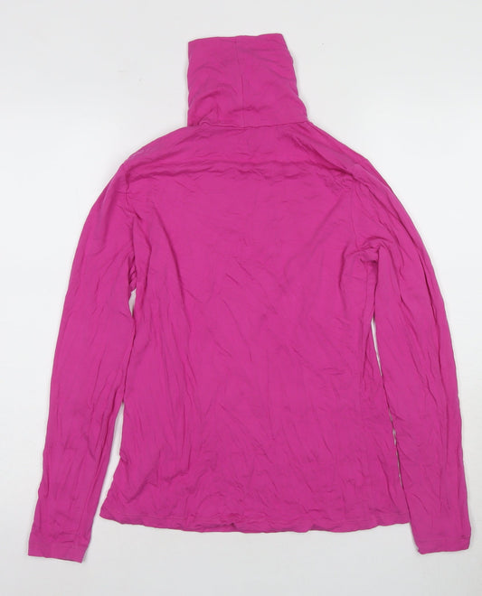 Lands' End Women's Pink S High Neck Long Sleeve Top