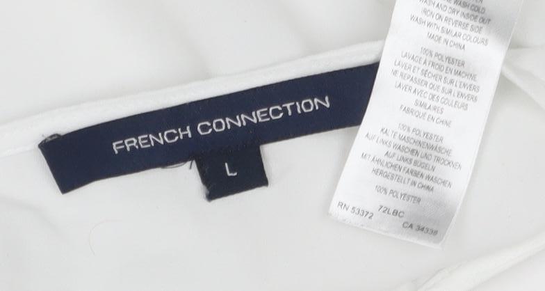 French Connection Women’s White Blouse, Size L, Balloon Sleeve