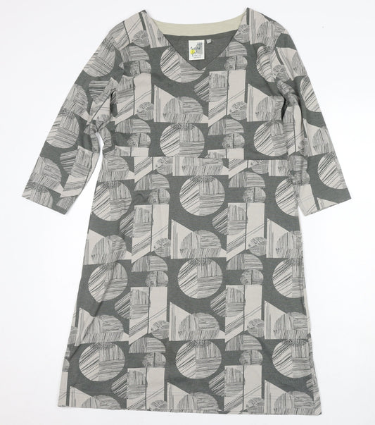 Weird Fish Women’s Grey Geometric Shift Dress Size 12