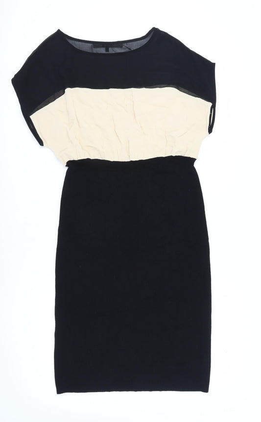 Next Women's Black Beige Pencil Dress, Size 18 Tall