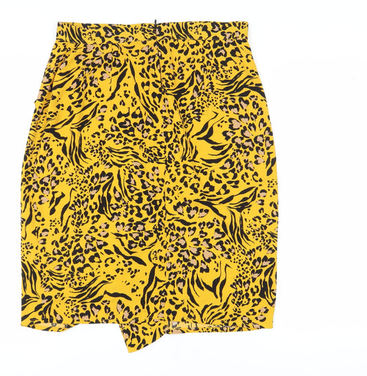 Dorothy Perkins Yellow Animal Print Pencil Skirt Size 14