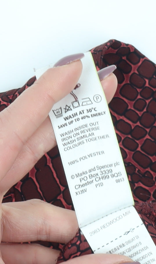 Womens UK Size 12 Marks and Spencer Red Button-Up