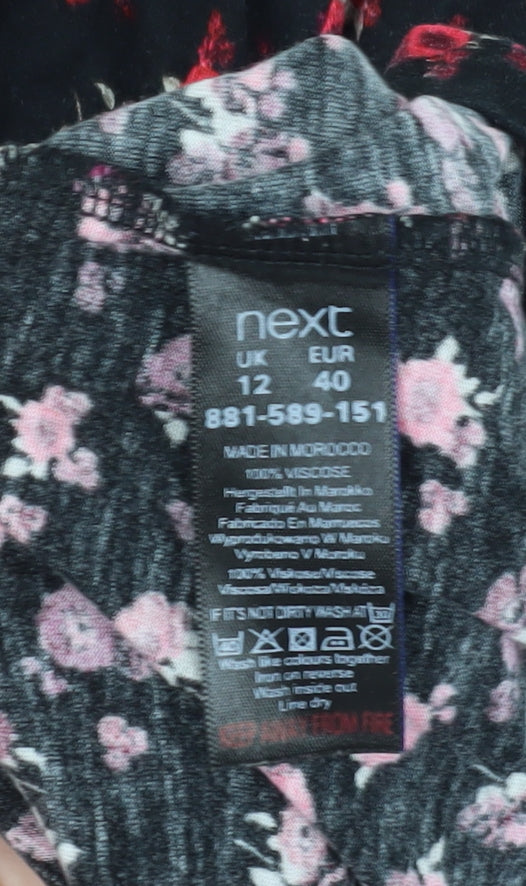 Next Women's Black Floral Dress Size 12