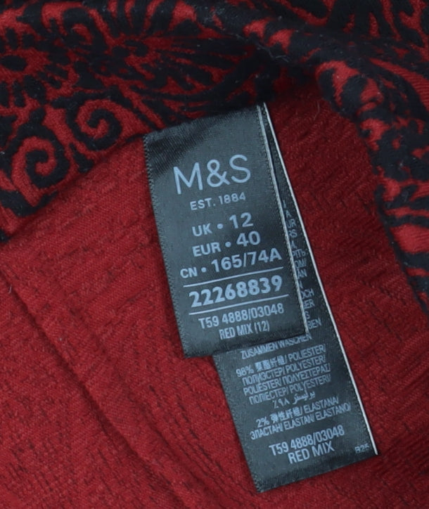 Marks & Spencer Women's Red Geometric Pencil Skirt