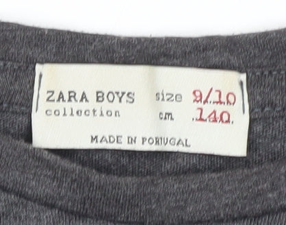 Zara Boys Grey Graphic Long Sleeve T-Shirt, 9-10 Years