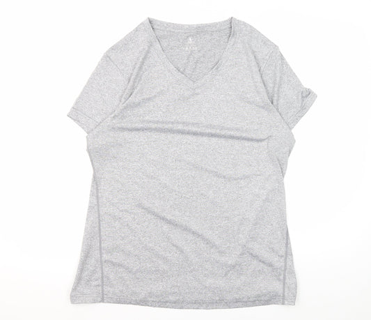 icyzone Women's Grey L Basic Activewear T-Shirt