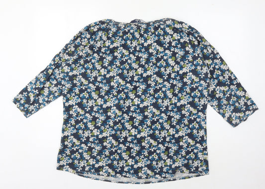 Isle Women's Blue Floral Tunic Blouse XL