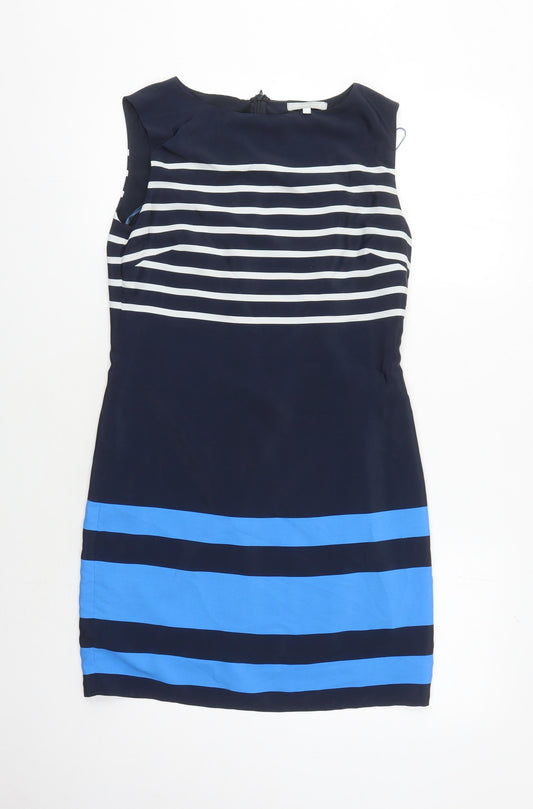 Additional front view of Red Herring Women's Blue Striped Sheath Dress, size 8