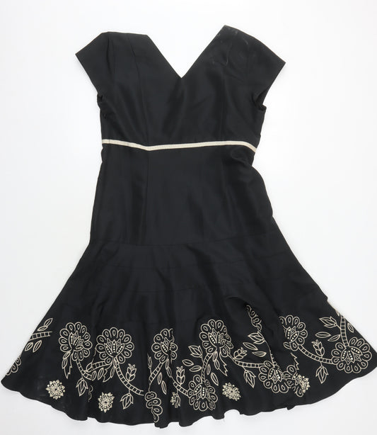 Fenn Wright Manson Women's Black Embroidered Dress, Size 12