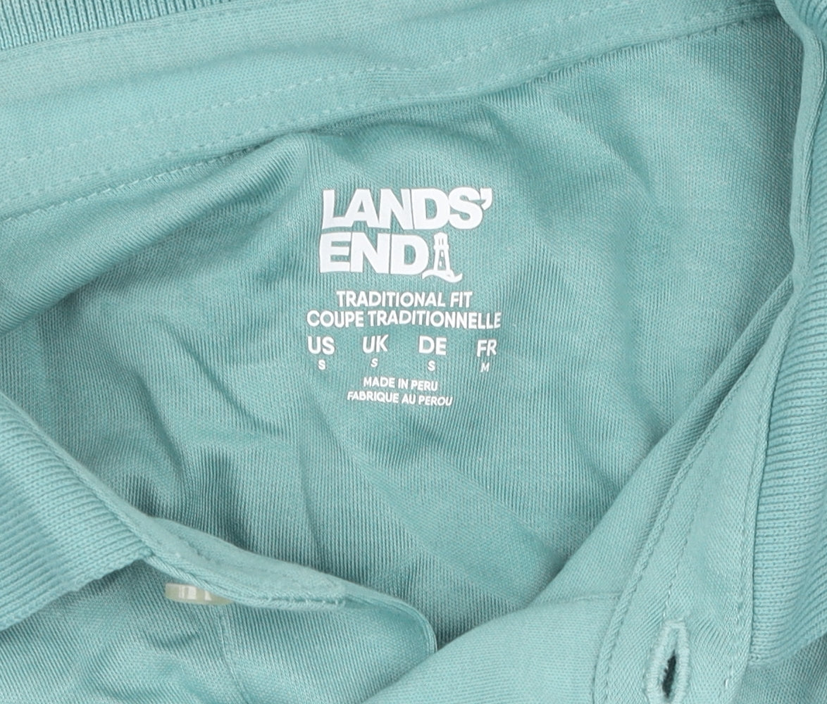 Lands' End Green Henley Collared Jumper S Men's