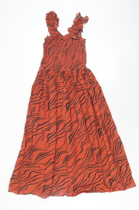 Collusion Women's Orange Dress Size 8, Animal Print