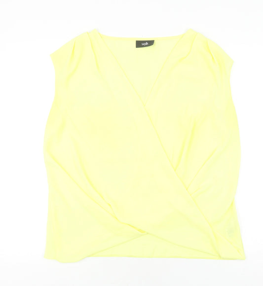 Womens UK Size S Wallis Yellow Wrap Blouse