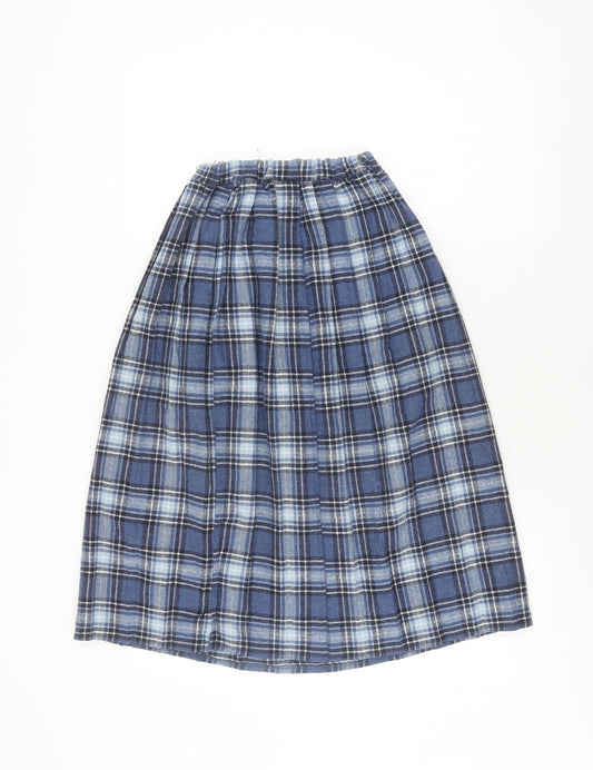 Damart Women's Blue Plaid Pleated Skirt Size 10