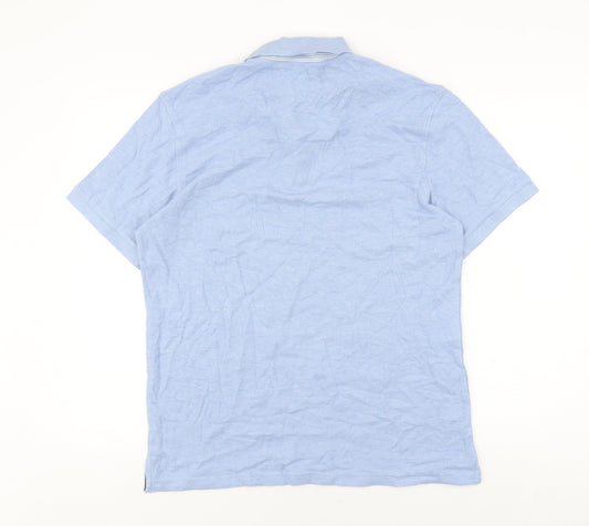 Marks and Spencer Men's Blue Polo Shirt - Medium