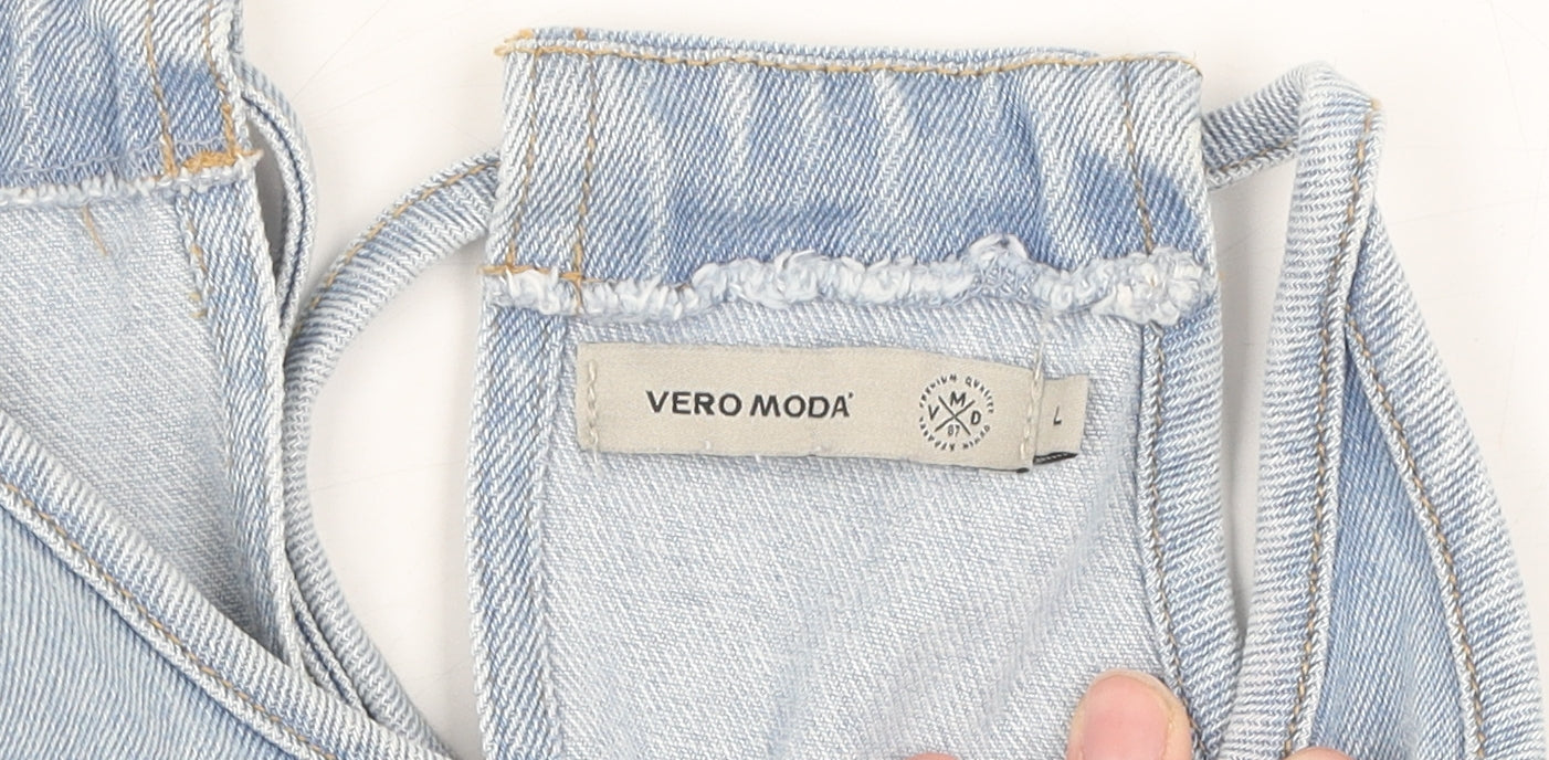 Vero Moda Women's Blue Denim Sleeveless Dress L