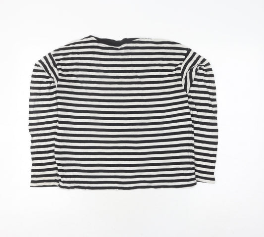 Monki Women's Black White Striped XS T-Shirt, Casual