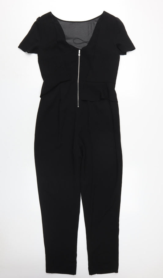 Oasis Women's Black Jumpsuit Size 10, V-Neck Elegant Style