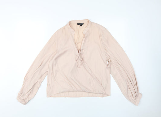 Womens UK Size 6 Topshop Beige Wrap Blouse