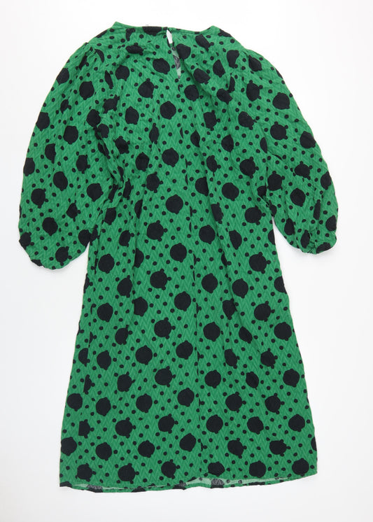 Next Women's Green Polka Dot Shift Dress, Size 12