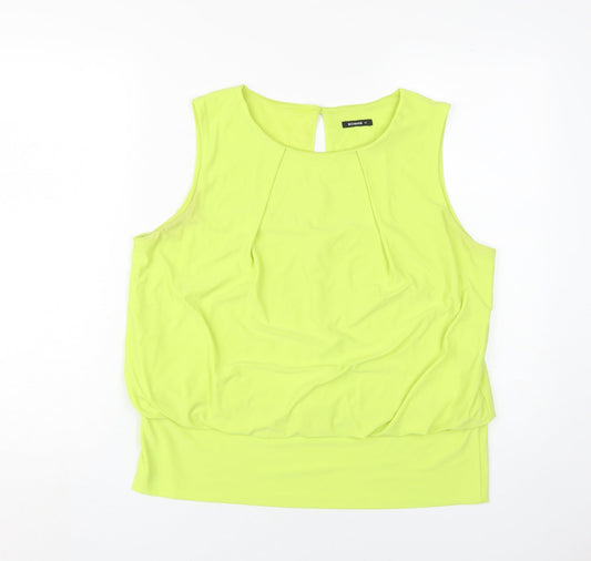 Additional front view of Roman Women's Yellow Sleeveless Round Neck Top